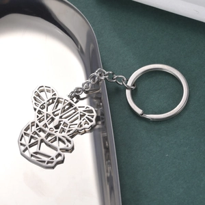Geometric Hollow Koala Keychain 304 Stainless Steel Animal Pendant Minimalist Key Ring For Women Men Bag Accessory Jewelry