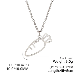 Minimalist silver carrot pendant necklace in stainless steel with 45cm adjustable chain