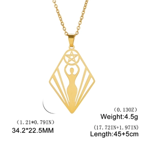 Detailansicht des Pentagramm-Anhängers: 34,2x22,5mm an Edelstahlkette mit Gewichtsangabe