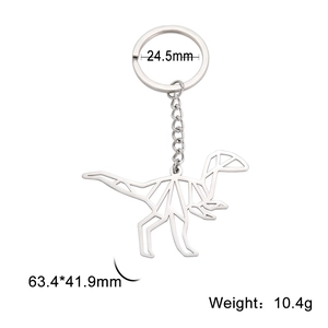 Kreativer Schlüsselanhänger aus Edelstahl mit geometrischem Dinosaurier-Punk-Design