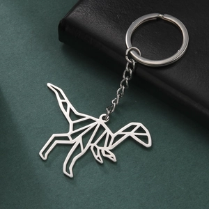 Herren Punk Edelstahl Geometrisch Hohl Dinosaurier Schlüsselanhänger Origami Raptor Anhänger Schlüsselring Für Taille Auto Schmuck