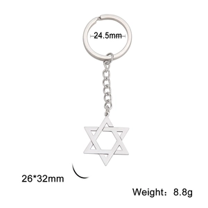 Porte-clés minimaliste en acier inoxydable avec pendentif étoile et anneau fendu