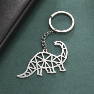 304 Stainless Steel Geometric Hollow Brachiosaurus Dinosaur Keychain For Bag Accessories Men Women Minimalist Fashion Metal Key Ring