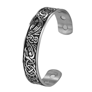 Vintage 304 stainless steel raven and Celtic knot cuff bracelet with magnetic therapy