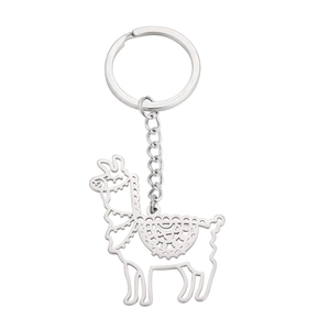 Sleek silver stainless steel llama keychain featuring a delicate hollow-out cutout design