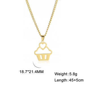 Paramètres de taille détaillés du collier pendentif cupcake doré avec cœur