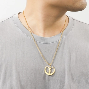 Collier en acier inoxydable doré avec pendentif déesse de la lune et chaîne à boules