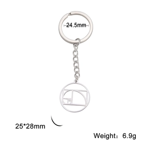 Porte-clés en acier inoxydable avec pendentif géométrique spirale de Fibonacci pour voiture