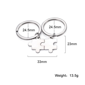 Porte-clés puzzle poli en acier inoxydable avec spécifications de taille et poids précis