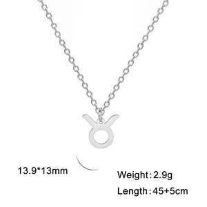 Collar signo Tauro de acero inoxidable plateado con cadena de 45cm y dimensiones