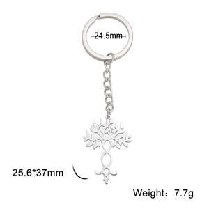 Roestvrijstalen Levensboom sleutelhanger met zilveren oneindigheidssymbool hanger design