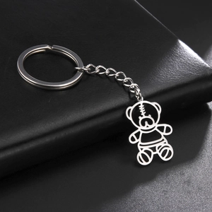 Stainless Steel Hollow Out Bear Keychain Creative Animal Pendant Key Ring Bag Charm For Men Women Fashion Jewelry Gift