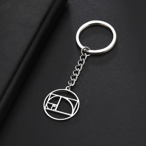 Porte-clés Spirale de Fibonacci en Acier Inoxydable Pendentif Ajouré Géométrique Nombre d'Or Pour Hommes Femmes Bijoux de Voiture