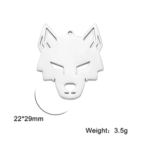 Colgante cabeza de lobo de acero inoxidable estilo punk con diseño calado, 22x29mm