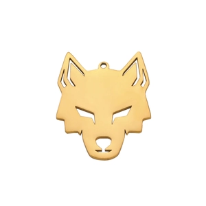 Colgante de cabeza de lobo geométrico estilo punk dorado en acero inoxidable