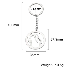 Titanium steel keychain with mother and child kissing silhouette pendant dimensions