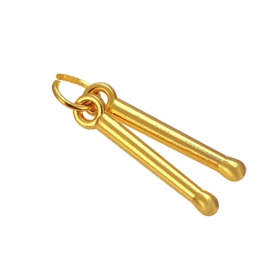 Polished gold drumstick pendant necklace charms for musical jewelry accessories