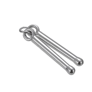 Polished silver drumstick pendants made of zinc alloy for DIY jewelry making and crafts