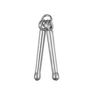 Polished silver zinc alloy drumsticks pendant for music lovers creative jewelry DIY