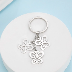 Minimalist Stainless Steel Butterfly Keychain With Hollow Butterfly Pendants Metal Key Ring For Women Bag Charm Gift