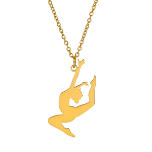 Kreative Edelstahl Halskette mit goldenem Anhänger einer Turnerin oder Balletttänzerin
