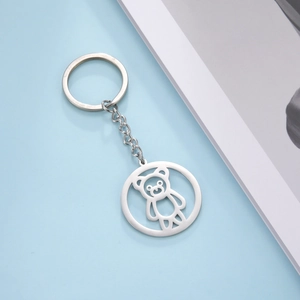 Portachiavi Minimalista In Acciaio Inossidabile Con Ciondolo A Forma Di Orso Svuotato Per Donna Uomo Simpatico Portachiavi Con Animali