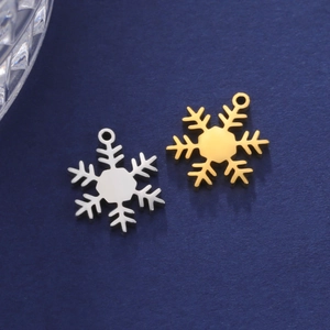 Pendentifs Flocon de Neige en Acier Inoxydable pour DIY Bijoux Noël Miroir Poli Ajouré Flocon de Neige Or Argent