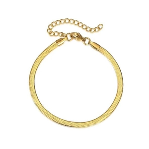 Minimalist golden stainless steel flat snake bone chain bracelet with lobster clasp