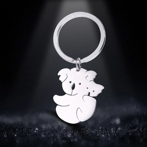 Llavero de Koala de Acero Inoxidable Pulido Colgante Llavero de Animal Lindo Llavero de Metal Minimalista Adorno de Bolso Decoración Colgante Accesorios Unisex Regalo Diario