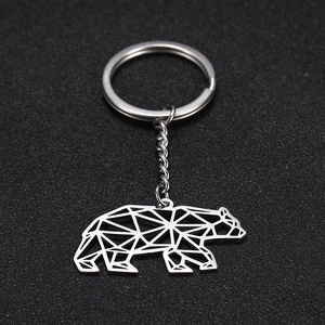 Minimalist 304 Stainless Steel Geometric Polar Bear Keychain Hollow Animal Pendant Key Ring For Unisex Daily Accessories