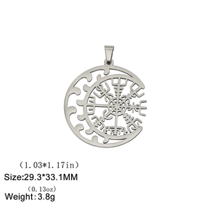 Pendaglio bussola Vegvisir vichingo in acciaio inossidabile 304, dimensioni 29,3x33,1mm