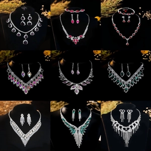 Elegant zircon necklace and earring jewelry set for wedding and evening formal wear