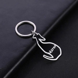 Llavero de Acero Inoxidable 304 Silueta Animal Hueca Letra Colgante Gato Perro para Decoración Diaria de Llaves