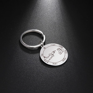 Nordic style stainless steel Solomon seal keychain with laser engraved hexagram