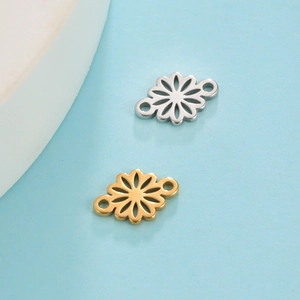 Hohlförmige Gänseblümchen-Verbinder aus Gold- und Silber-Edelstahl für die Schmuckherstellung