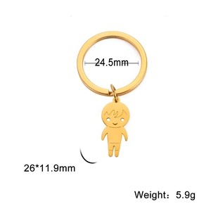 Detail van afmetingen gouden roestvrijstalen jongen hanger sleutelhanger van 5,9g