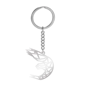 Minimalist hollowed-out shrimp keychain made of durable polished 304 stainless steel