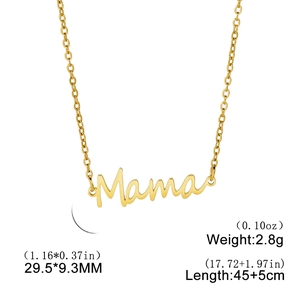 Dettagli delle dimensioni della collana Mama dorata con catena da 45+5cm e ciondolo