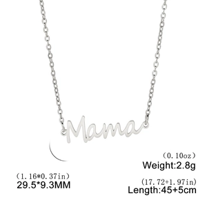 Collana con ciondolo Mama in acciaio inossidabile argento, catena regolabile 45+5cm