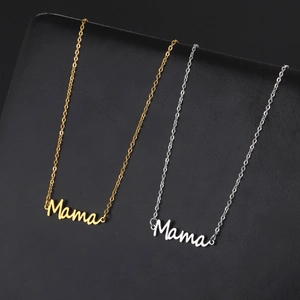 Collane con ciondolo Mama in acciaio inossidabile lucido finiture oro e argento