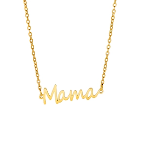 Collana con ciondolo Mama in oro lucido in acciaio inossidabile per la mamma