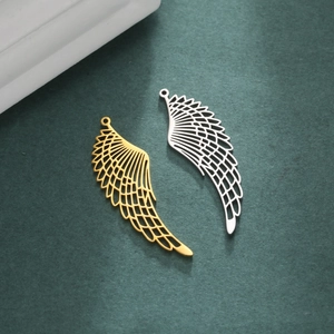 Pendente ad Ala Cava in Acciaio Inossidabile 304 per Creazione Gioielli DIY Accessori Oro Argento Pendenti ad Ala di Piuma