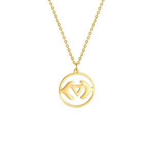 Goldene Halskette aus Edelstahl mit geometrischem dreieckigem und rundem Hohlanhänger