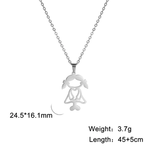 Hollow girl pendant necklace in silver stainless steel with 45cm adjustable chain