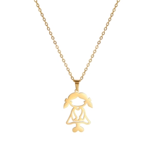 Elegant gold-plated stainless steel necklace featuring a hollow cut-out girl pendant