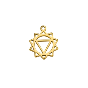 Ciondolo in acciaio inossidabile dorato con simbolo chakra solare yoga traforato