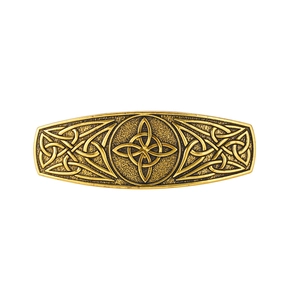 Vintage Celtic knot hair clip in bronze alloy finish with intricate embossed pattern