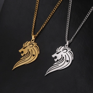 Minimalistische Edelstahl Löwenkopf Anhänger Halskette Für Herren Damen Hohl Herz Mähne Langer Haar Löwe Tier Schmuck
