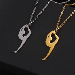 Colliers gymnaste en acier inoxydable or et argent pour cadeaux de bijoux sportifs