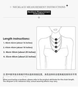 Größentabelle für Perlenhalsketten mit Längen von 40 bis 60 cm für Damen